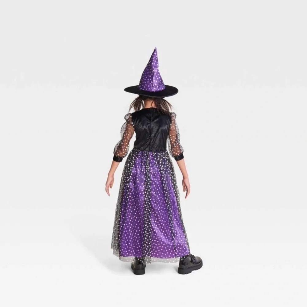 Light Up Starlight WitchHalloween Costume,Glittery Tulle, Celestial,Includes Hat